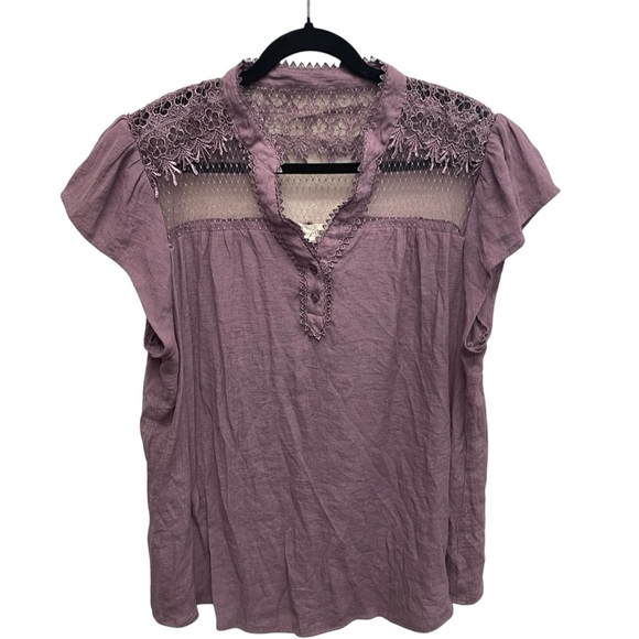 Perch Blu Pepper women’s purple blouse dainty lace size 3X boho coquette - Picture 1 of 9